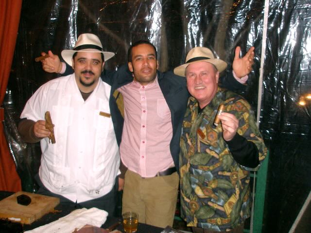 Joe and guests at a cigar tent